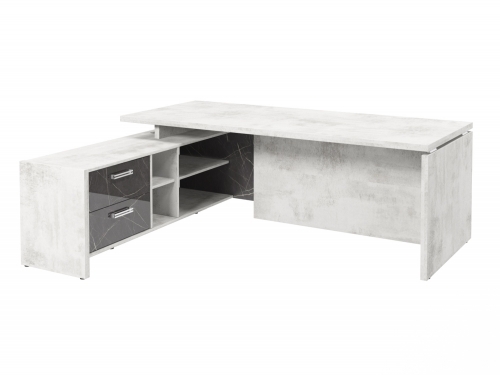 Стол с опорной тумбой FI-121L.GG (L) Хромикс белый/Камень Пьетра Гриджиа черный Стол с опорной тумбой FI-121L.GG (L) Хромикс белый/Камень Пьетра Гриджиа черный