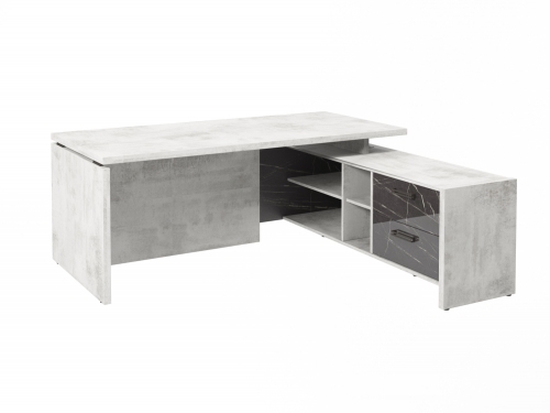 Стол с опорной тумбой FB-119R.GG (R) Хромикс белый/Камень Пьетра Гриджиа черный Стол с опорной тумбой FB-119R.GG (R) Хромикс белый/Камень Пьетра Гриджиа черный