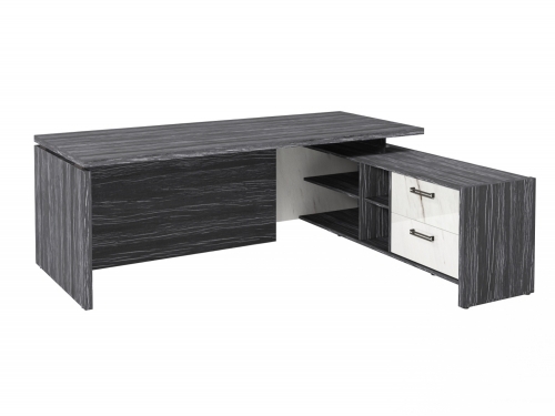 Стол с опорной тумбой FB-121R.GG Древесина Графит/Мрамор Леванто белый Стол с опорной тумбой FB-121R.GG Древесина Графит/Мрамор Леванто белый