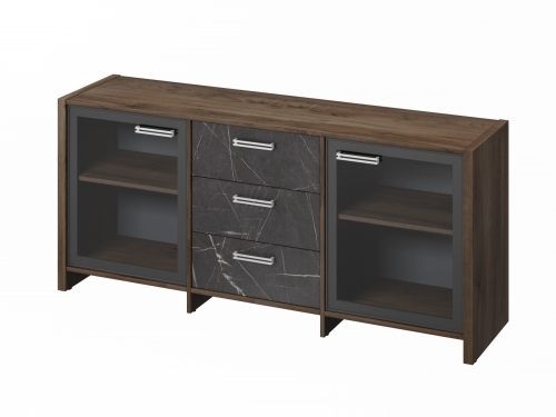 Тумба трехсекционная с 2 дверьми FB-13-02.G. Орех Пацифик Табак/Камень Пьетра Гриджиа черный Тумба трехсекционная с 2 дверьми FB-13-02.G. Орех Пацифик Табак/Камень Пьетра Гриджиа черный