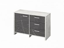 Тумба двухсекционная FI-12-01.G Хромикс белый/Камень Пьетра Гриджиа черный