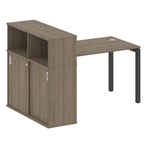 Стол офисный с шкафом-купе на П-обр. м/к Metal System Quattro 50БП.РС-СШК-3.2