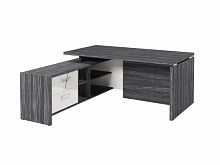 Стол с опорной тумбой FI-117L.GG Древесина Графит/Мрамор Леванто белый